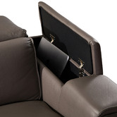 Southern Stylers Grey Caecilius 5 Seater Leather Sofa with Cup Holders &amp; Drawer