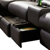 Southern Stylers Grey Caecilius 5 Seater Leather Sofa with Cup Holders &amp; Drawer