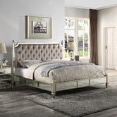 Southern Stylers Sierra Mirrored &amp; Upholstered Bed Frame