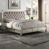 Southern Stylers Sierra Mirrored &amp; Upholstered Bed Frame