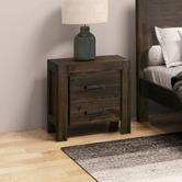Southern Stylers Chocolate Belmont Acacia Wood Bedside Table
