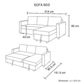 Southern Stylers Grey Yarra 3 Seater Sofa Bed