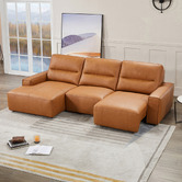 Southern Stylers Lorelai 3 Seater Cowhide Leather Sofa with Chaise