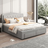 Southern Stylers Daiyu Velvet Queen Bed with Drawers