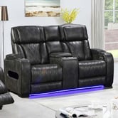 Southern Stylers Frederick 2 Seater LED Faux Leather Recliner Sofa