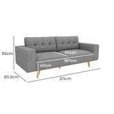 Southern Stylers Jagoda 3 Seater Upholstered Sofa