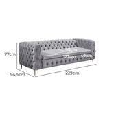 Southern Stylers Eddard 3 Seater Velvet Sofa