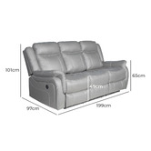 Southern Stylers Aria 3 Seater Faux Leather Recliner Sofa