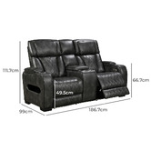 Southern Stylers Frederick 2 Seater LED Faux Leather Recliner Sofa