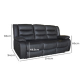 Southern Stylers Ipanema 3 Seater Faux Leather Recliner Sofa