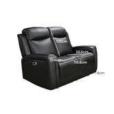 Southern Stylers Guerrero 2 Seater Leather Recliner Sofa