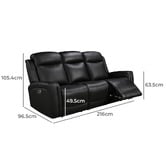 Southern Stylers Guerrero 3 Seater Leather Recliner Sofa