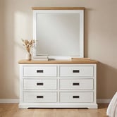 Southern Stylers Melissa Pine Wood 6 Drawer Chest with Mirror