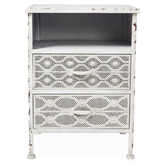 Lifestyle Traders Antique White 2 Drawer Filigree Metal Bedside Table ...