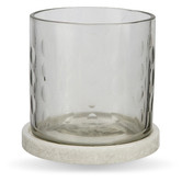 Lifestyle Traders Wire Cut Glass Hurricane on Marble Base