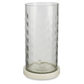 Lifestyle Traders Wire Cut Glass Hurricane on Marble Base