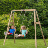 Plum Double Wooden Swing Set