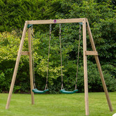 Plum Double Wooden Swing Set | Temple & Webster