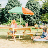 Plum Picnic Table with Umbrella