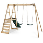 Plum Tamarin Wooden Double Swing Set with Slide