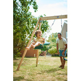 Plum Tamarin Wooden Double Swing Set with Slide