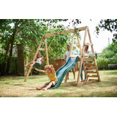 Plum Tamarin Wooden Double Swing Set with Slide