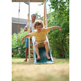 Plum Tamarin Wooden Double Swing Set with Slide