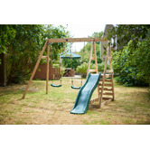 Plum Tamarin Wooden Double Swing Set with Slide