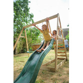 Plum Tamarin Wooden Double Swing Set with Slide
