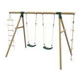Plum Plum Play Wooden Swing Set with Climbing Rope &amp; Ladder