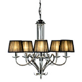 Fabrizia Lighting Zoya 5 Light Nickel Chandelier - Black