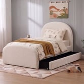 Second Tale Eira Boucle King Single Bed Frame with Trundle
