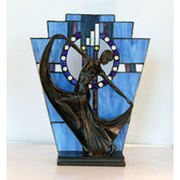 Lunessa Lighting 40cm Leadlight Art Deco Lamp Blue