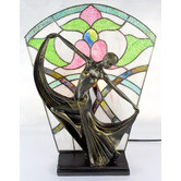 Lunessa Lighting 40cm Floral Leadlight Art Deco Lamp