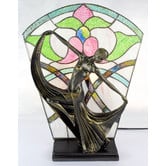 Lunessa Lighting Floral Leadlight Art Deco Table Lamp