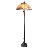 Lunessa Lighting Memphis Resin &amp; Tiffany Glass Floor Lamp