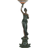 Lunessa Lighting Greek Goddess Torchiere Tiffany Floor Lamp