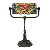 Lunessa Lighting Camellia Iron Leadlight Tiffany Bankers Lamp
