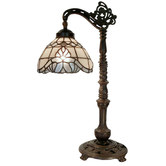 Lunessa Lighting Vienna Gooseneck Iron &amp; Tiffany Glass Table Lamp
