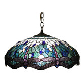 Lunessa Lighting Dragonfly Stained Glass Pendant Light