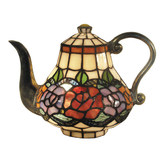 Lunessa Lighting 26cm Rose Teapot Leadlight Table Lamp
