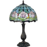 Lunessa Lighting Tulip Mauve Glass Tiffany Table Lamp