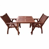 Woodlands Outdoor Furniture 2 Seater Square Outdoor Dining Table &amp; Chairs Set