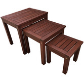Woodlands Outdoor Furniture 3 Piece Lazio Shorea Wood Nesting Tables Set