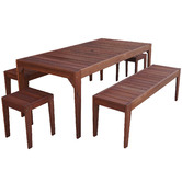 Woodlands Outdoor Furniture 8 Seater Lazio Outdoor Dining Set with Backless Benches
