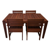 Woodlands Outdoor Furniture 4 Seater Lazio Shorea Wood Outdoor Dining Table &amp; Armchair Set