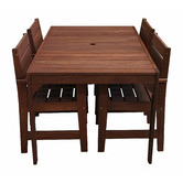 Woodlands Outdoor Furniture 4 Seater Lazio Shorea Wood Outdoor Dining Table &amp; Armchair Set
