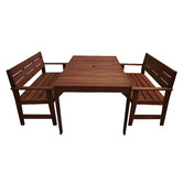 Woodlands Outdoor Furniture 4 Seater Lazio Shorea Wood Outdoor Dining Table &amp; Bench Set
