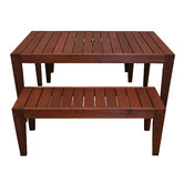 Woodlands Outdoor Furniture 4 Seater Lazio Shorea Wood Outdoor Dining Table &amp; Backless Bench Set