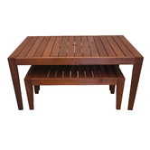 Woodlands Outdoor Furniture 4 Seater Lazio Shorea Wood Outdoor Dining Table &amp; Backless Bench Set